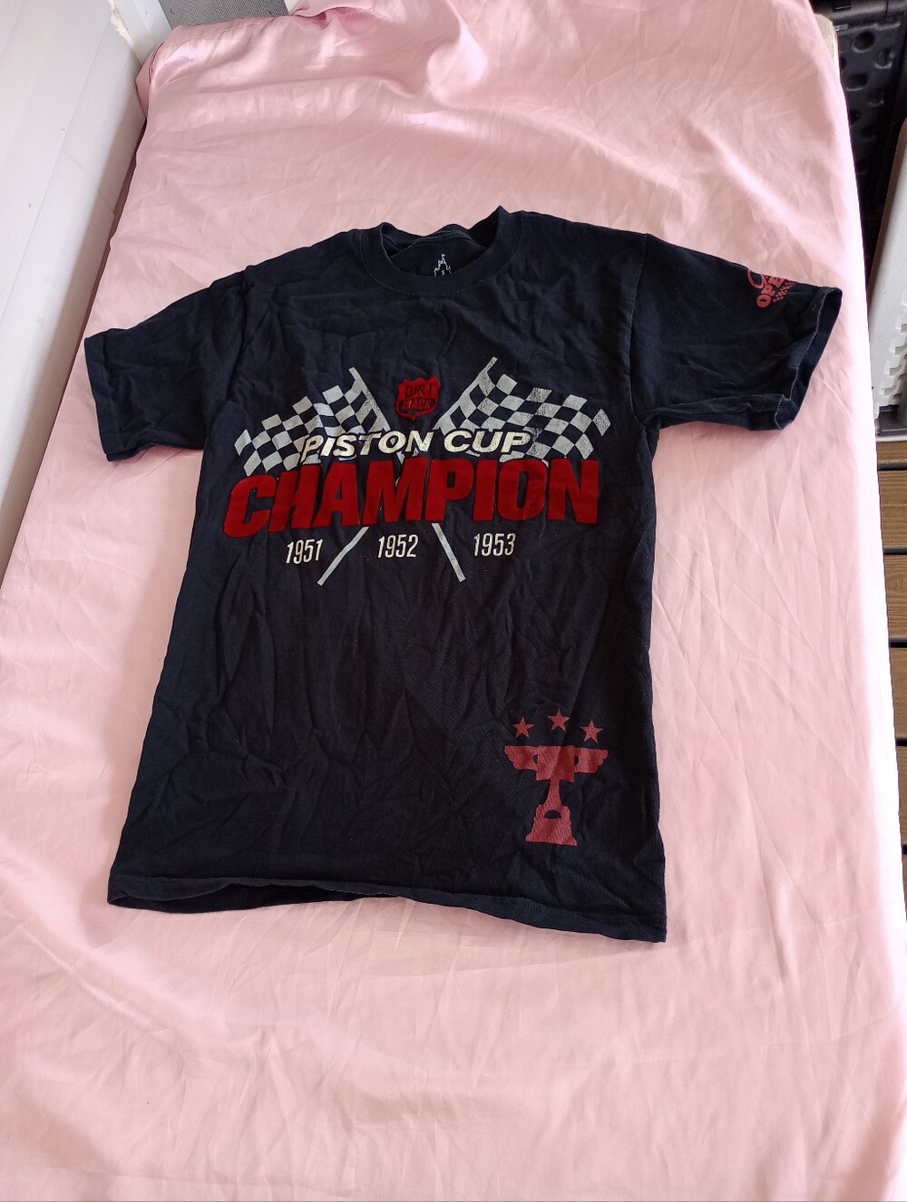 Disney Cars Land Shirt Mens S Black Grand Opening 2012 Piston Cup Champion